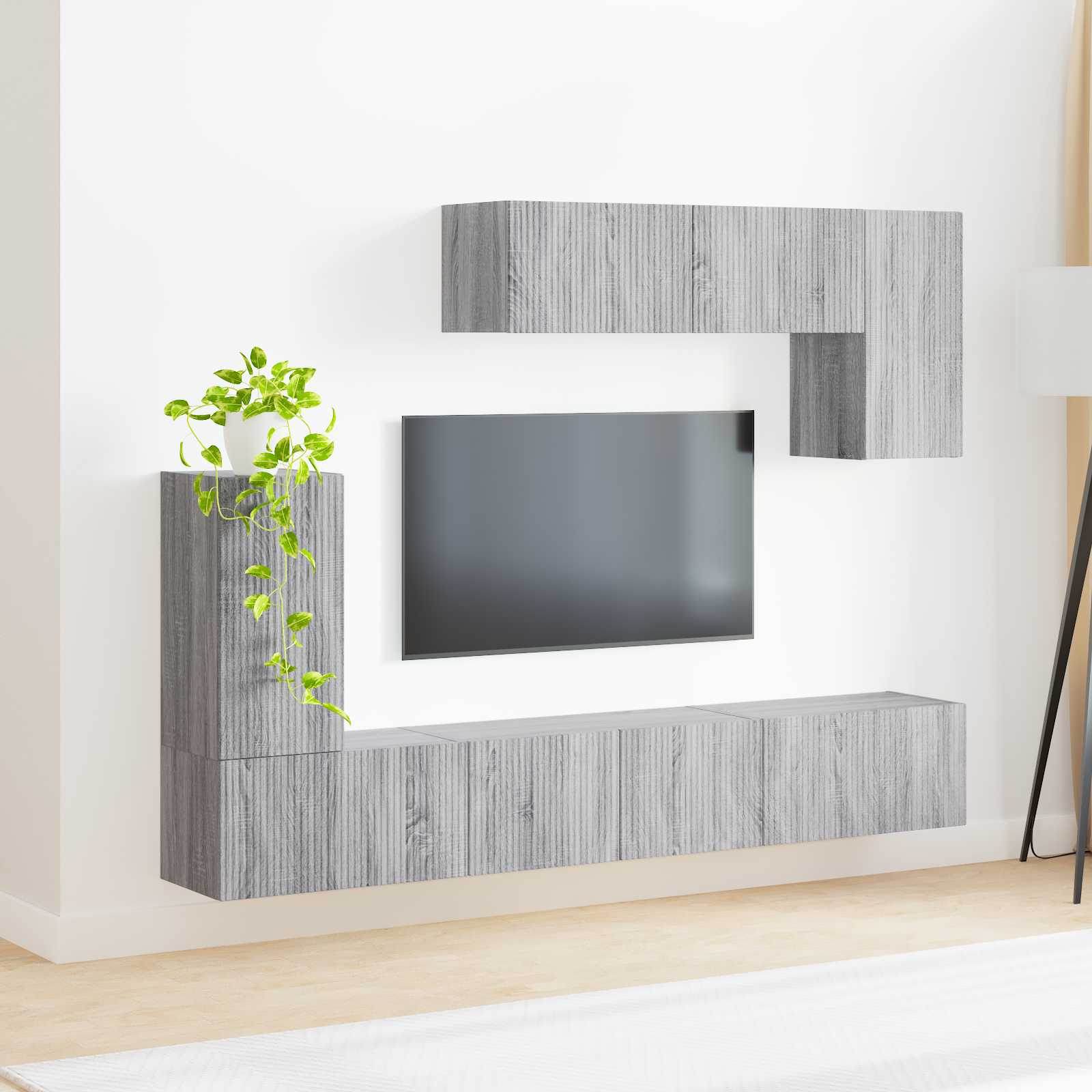Conjunto De Mueble De Tv 4 Pcs Gris Sonoma Madera De Ingeniería