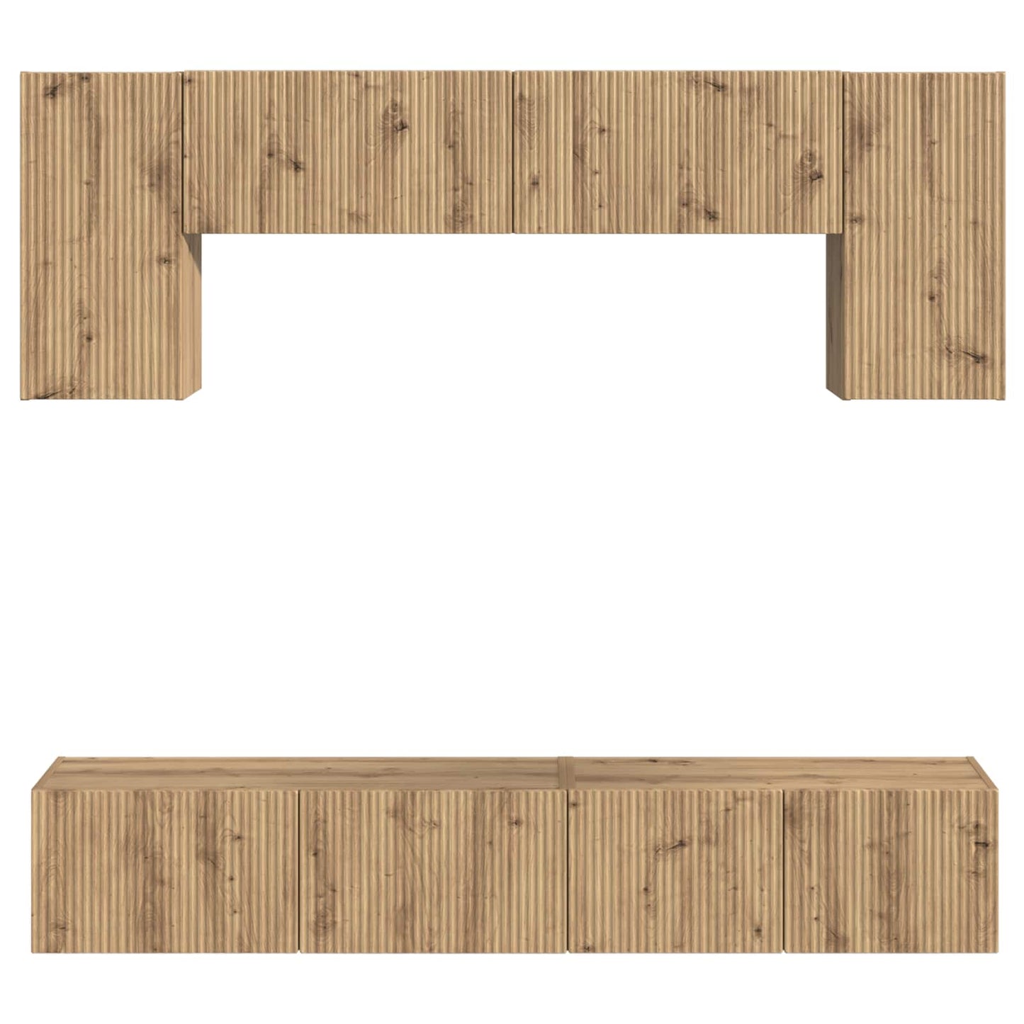 Conjunto De Mueble De Tv Montaje En La Pared 4 Pcs Madera Vieja