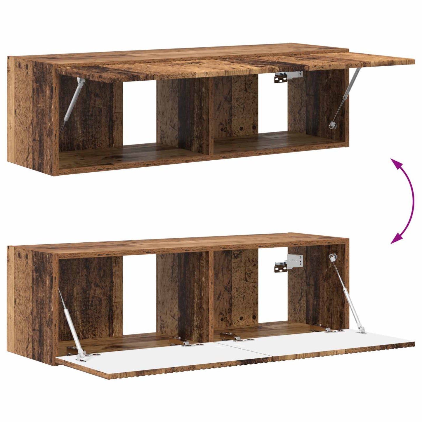 Conjunto De Mueble De Tv Montaje En La Pared 4 Pcs Madera Vieja