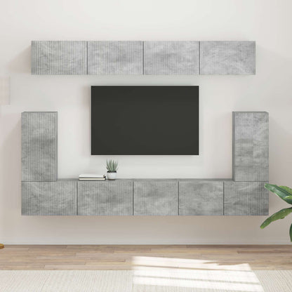 Conjunto De Mueble De Tv 5 Pcs Gris Concreto