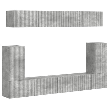 Conjunto De Mueble De Tv 5 Pcs Gris Concreto