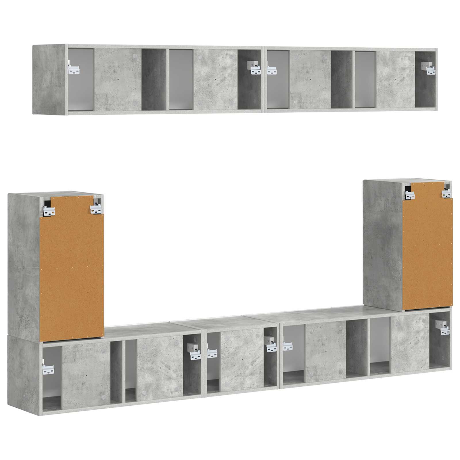 Conjunto De Mueble De Tv 5 Pcs Gris Concreto