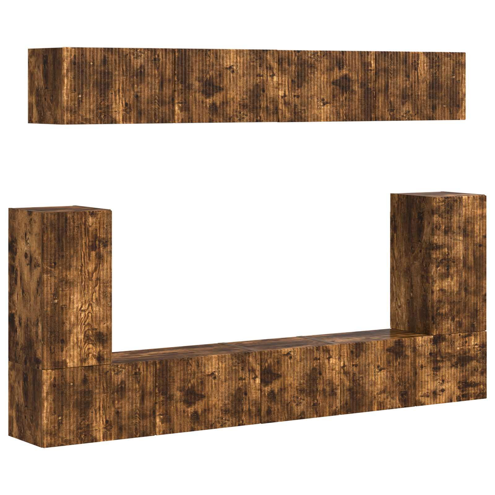Conjunto De Mueble De Tv 5 Pcs Roble Ahumado