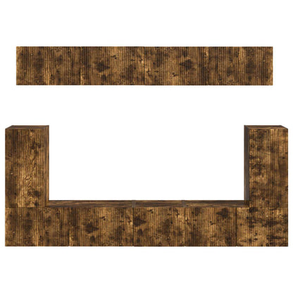 Conjunto De Mueble De Tv 5 Pcs Roble Ahumado