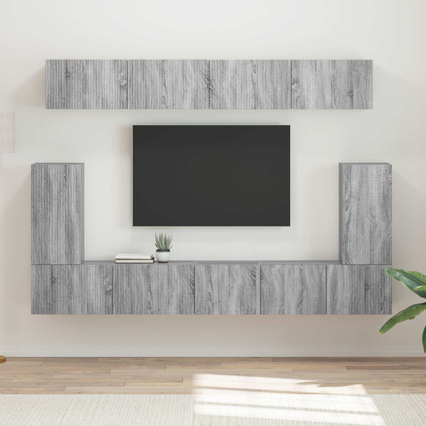 Conjunto De Mueble De Tv 5 Pcs Gris Sonoma Madera De Ingeniería