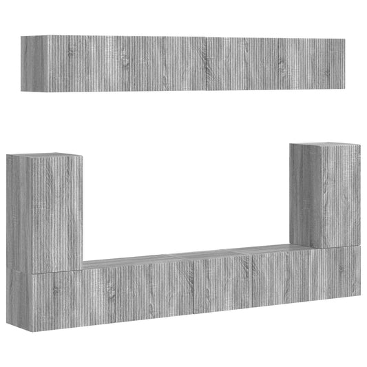 Conjunto De Mueble De Tv 5 Pcs Gris Sonoma Madera De Ingeniería
