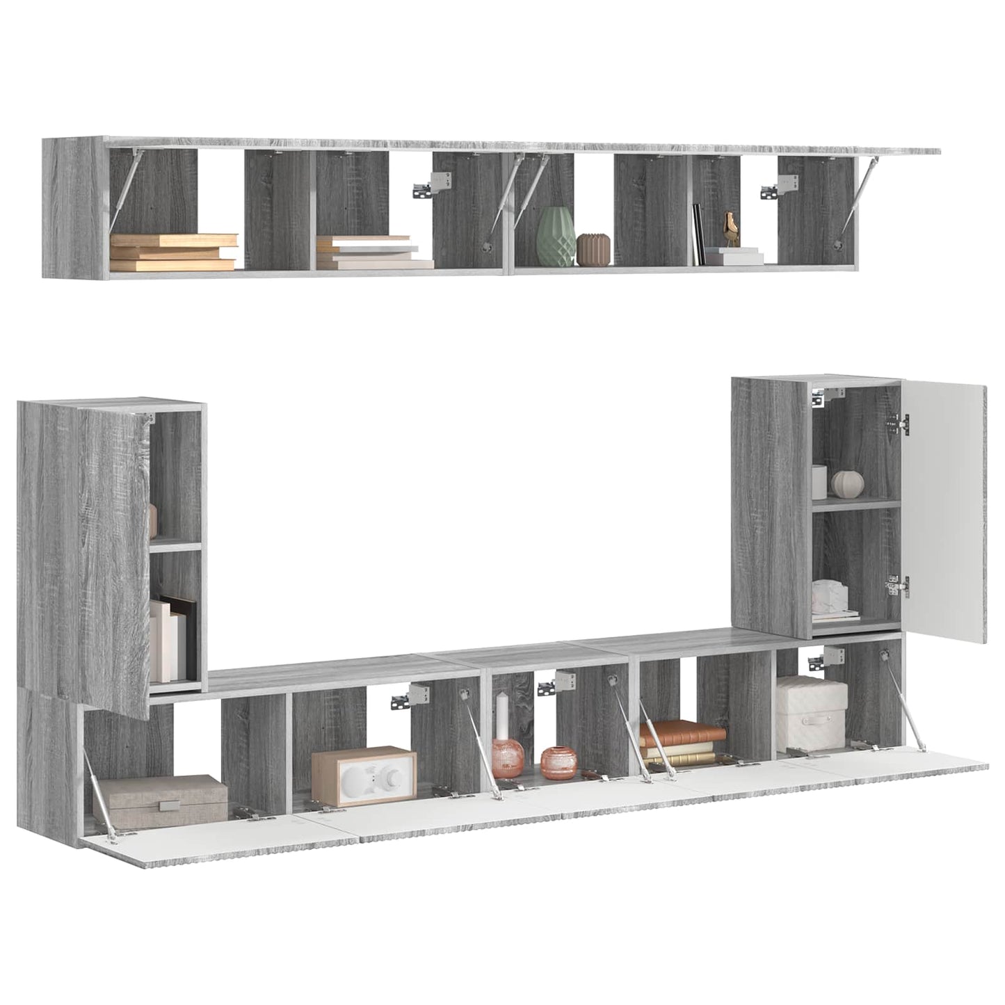 Conjunto De Mueble De Tv 5 Pcs Gris Sonoma Madera De Ingeniería