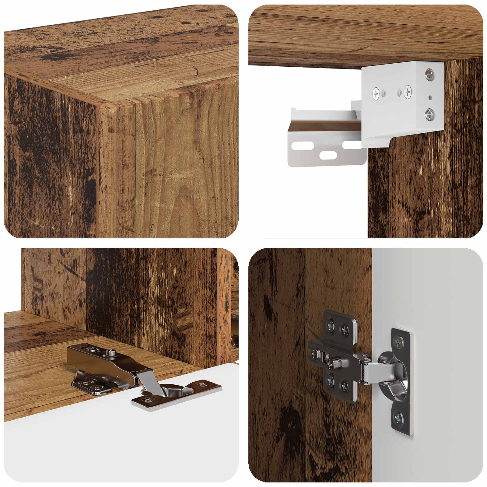 Conjunto De Mueble De Tv Montaje En La Pared 5 Pcs Madera Vieja