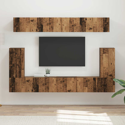 Conjunto De Mueble De Tv Montaje En La Pared 5 Pcs Madera Vieja