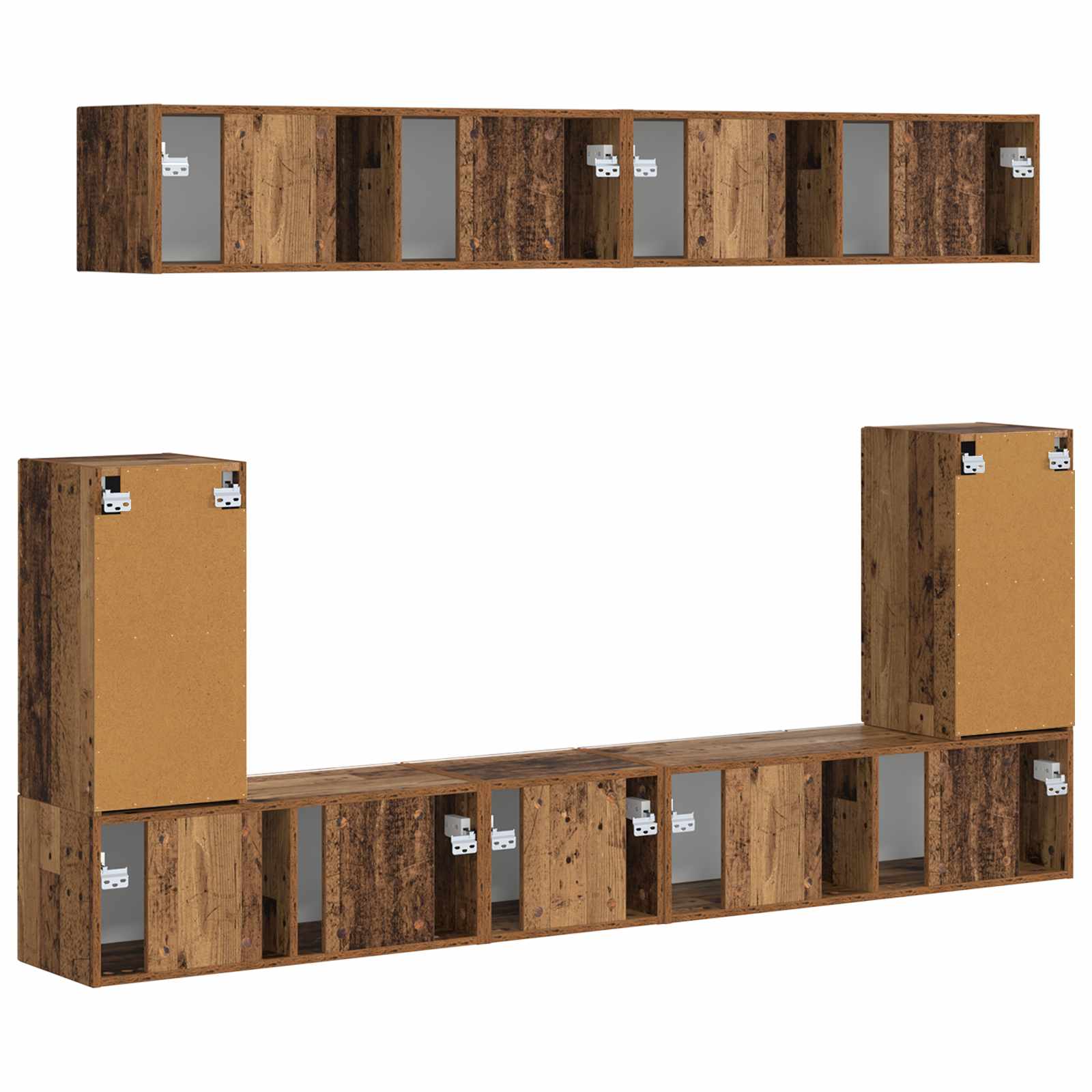 Conjunto De Mueble De Tv Montaje En La Pared 5 Pcs Madera Vieja