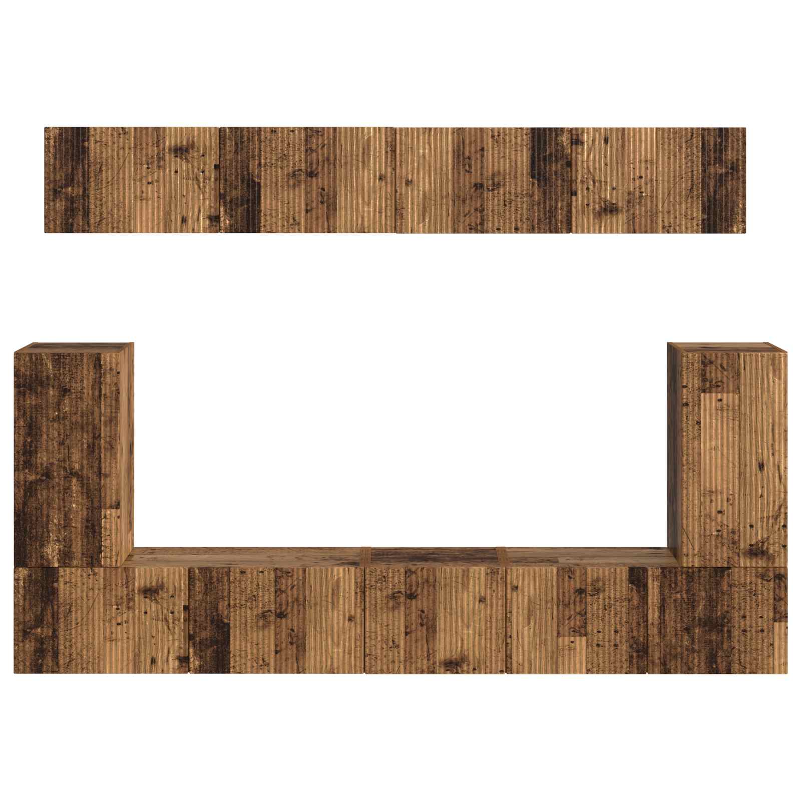 Conjunto De Mueble De Tv Montaje En La Pared 5 Pcs Madera Vieja