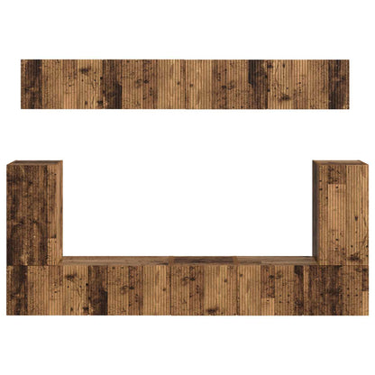 Conjunto De Mueble De Tv Montaje En La Pared 5 Pcs Madera Vieja