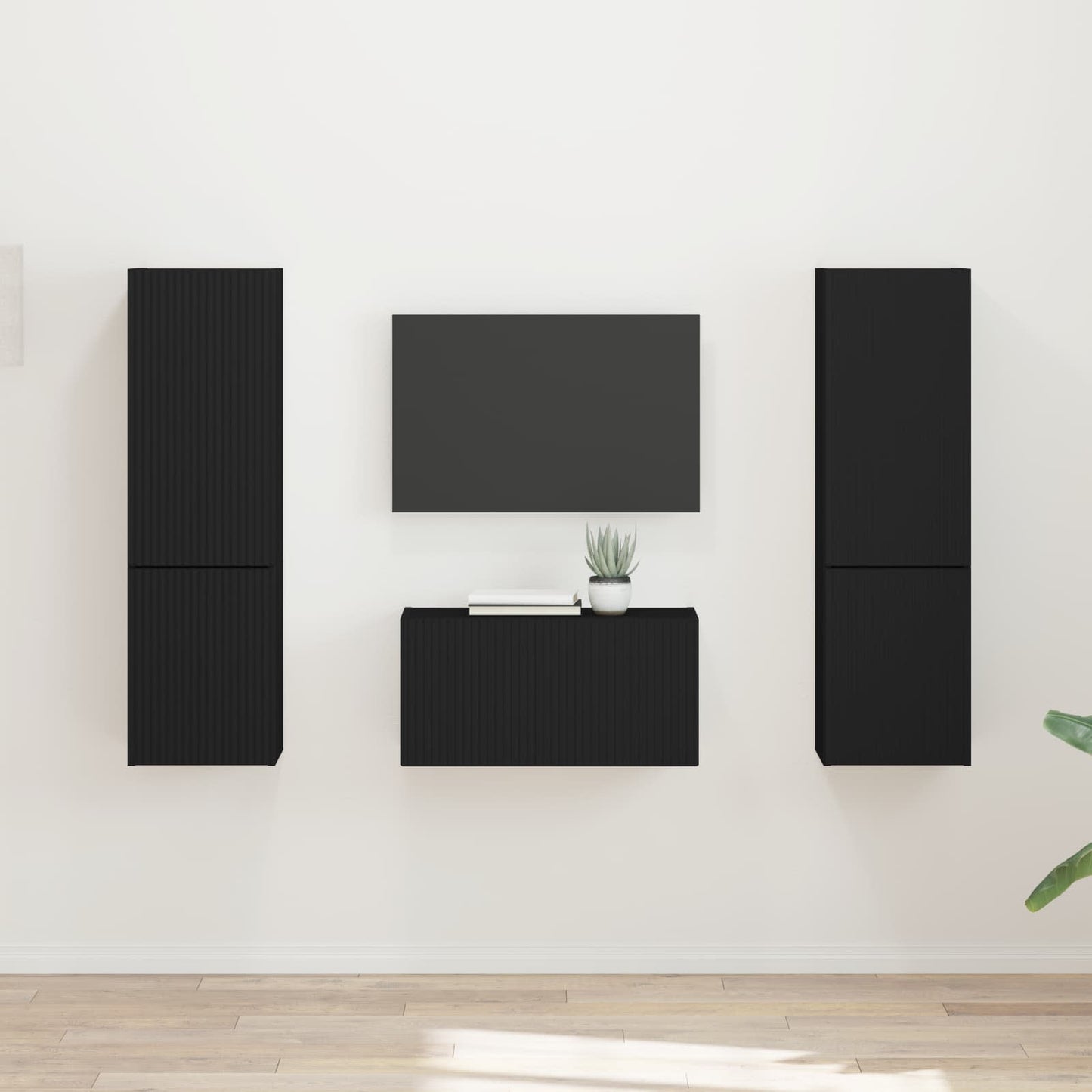 Conjunto De Mueble De Tv 5 Pcs Gris Concreto