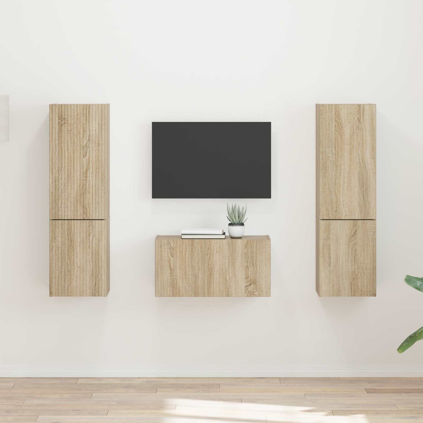 Conjunto De Mueble De Tv 5 Pcs Gris Concreto
