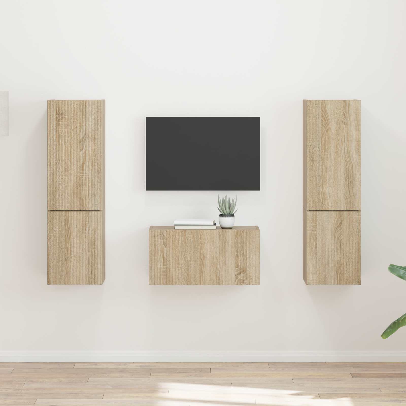Conjunto De Mueble De Tv 5 Pcs Gris Concreto