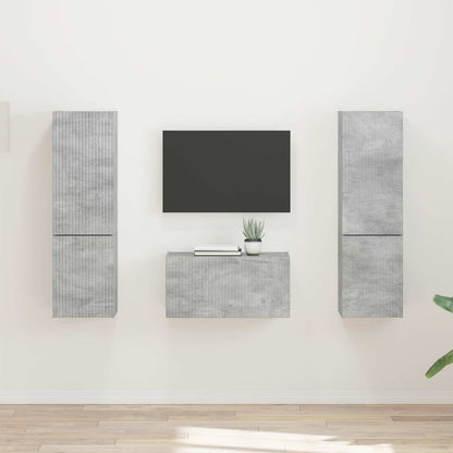 Conjunto De Mueble De Tv 5 Pcs Gris Concreto
