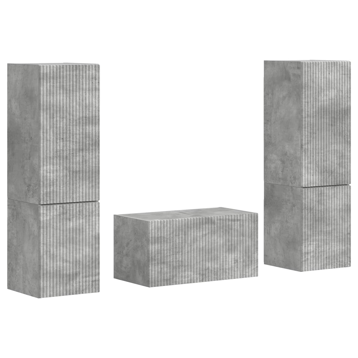 Conjunto De Mueble De Tv 5 Pcs Gris Concreto