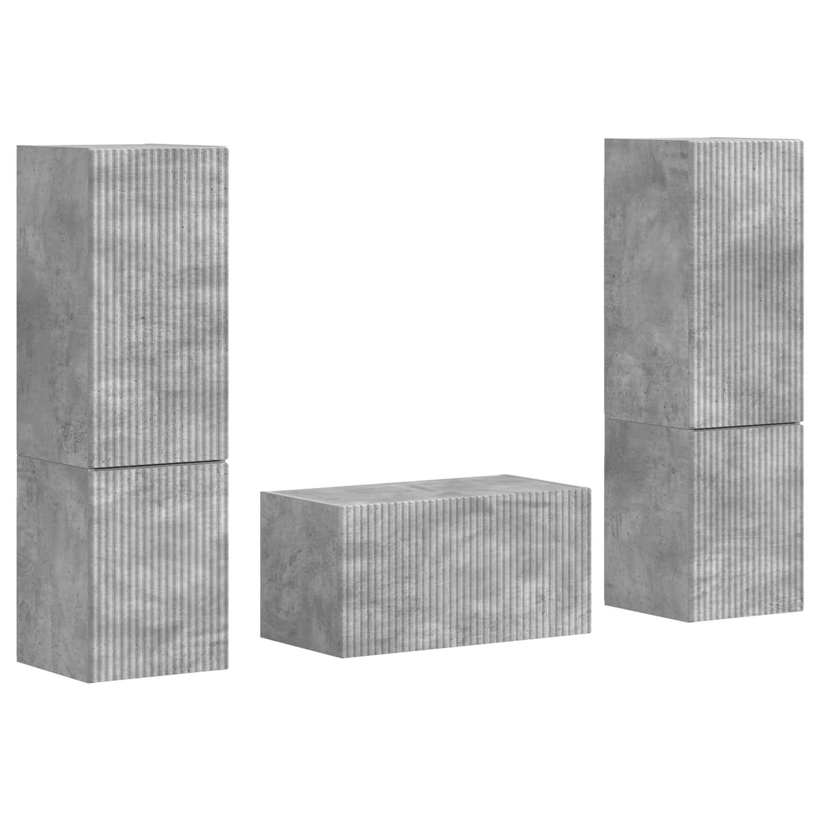 Conjunto De Mueble De Tv 5 Pcs Gris Concreto