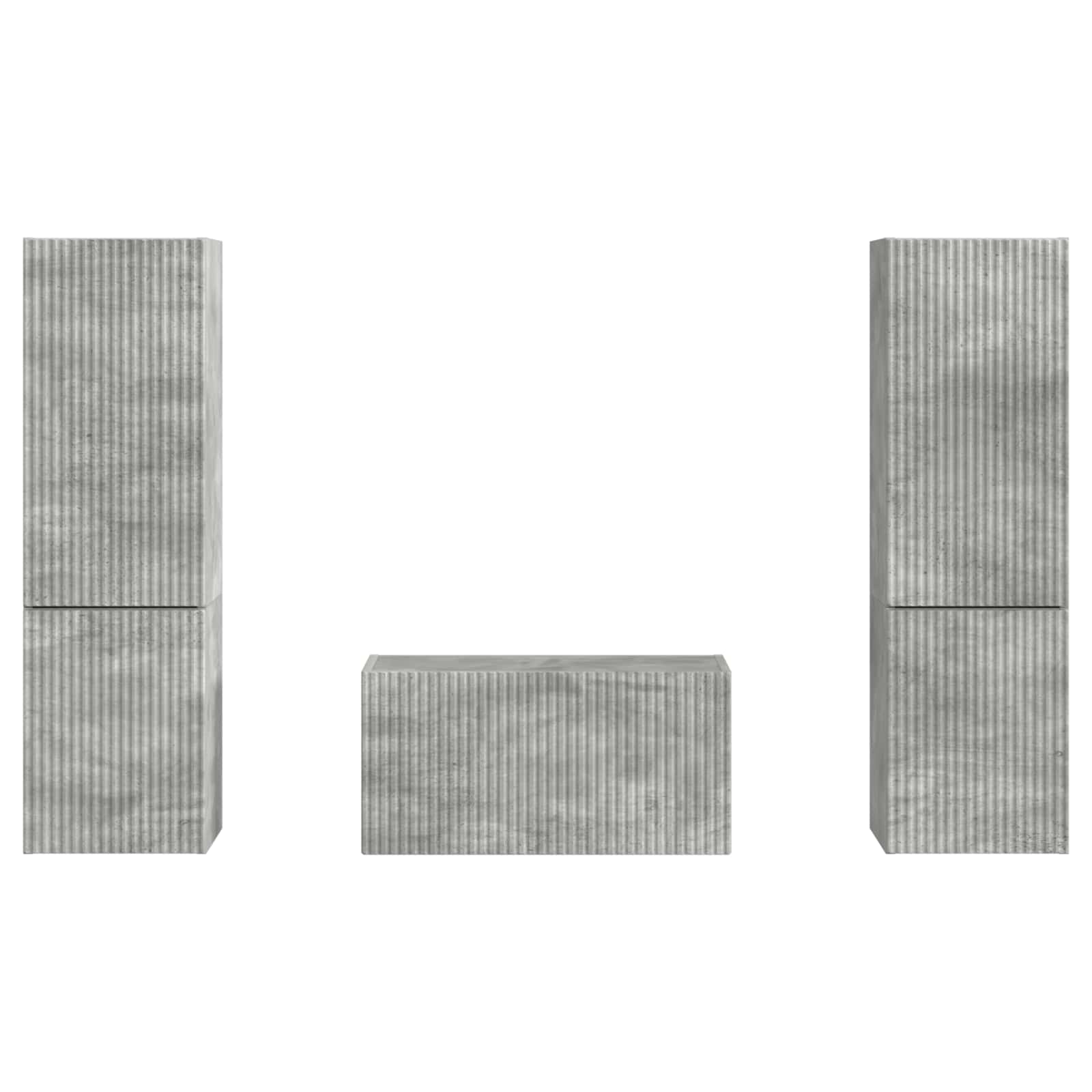 Conjunto De Mueble De Tv 5 Pcs Gris Concreto