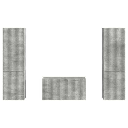 Conjunto De Mueble De Tv 5 Pcs Gris Concreto