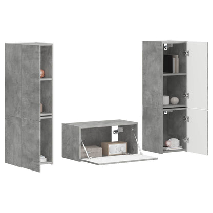 Conjunto De Mueble De Tv 5 Pcs Gris Concreto