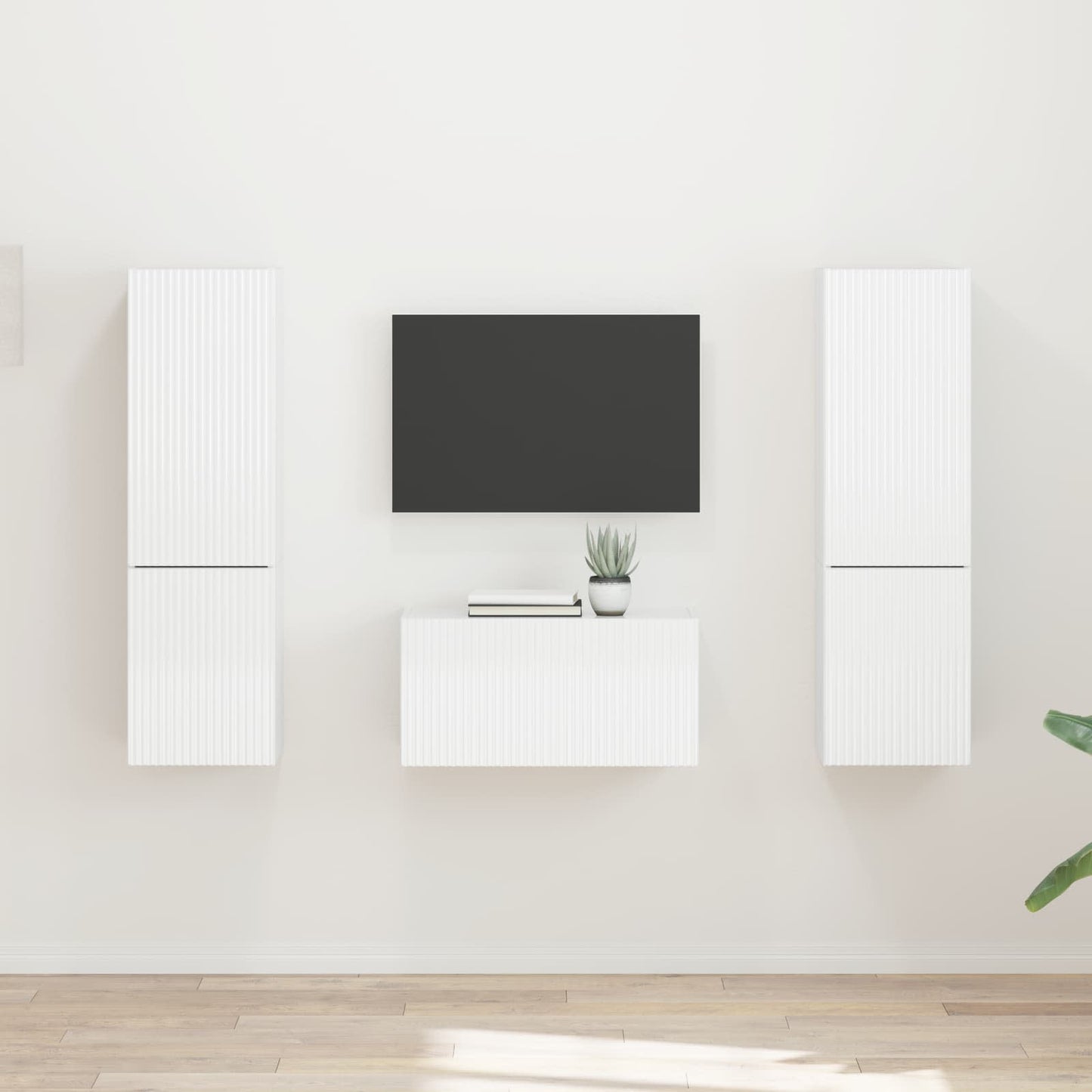 Conjunto De Mueble De Tv 5 Pcs Gris Concreto
