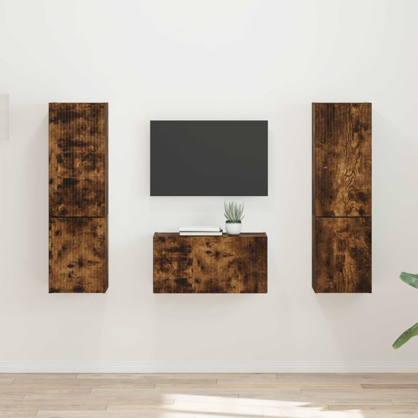 Conjunto De Mueble De Tv 5 Pcs Gris Concreto