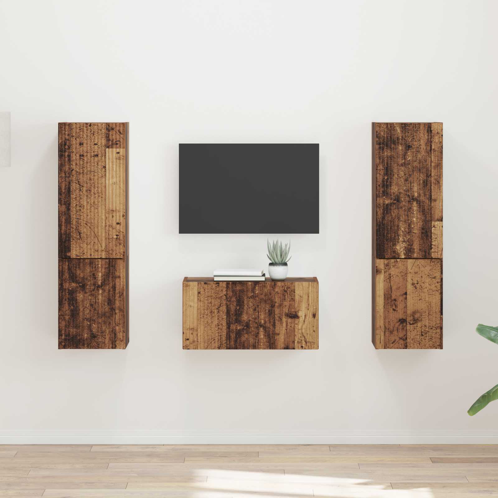 Conjunto De Mueble De Tv 5 Pcs Gris Concreto