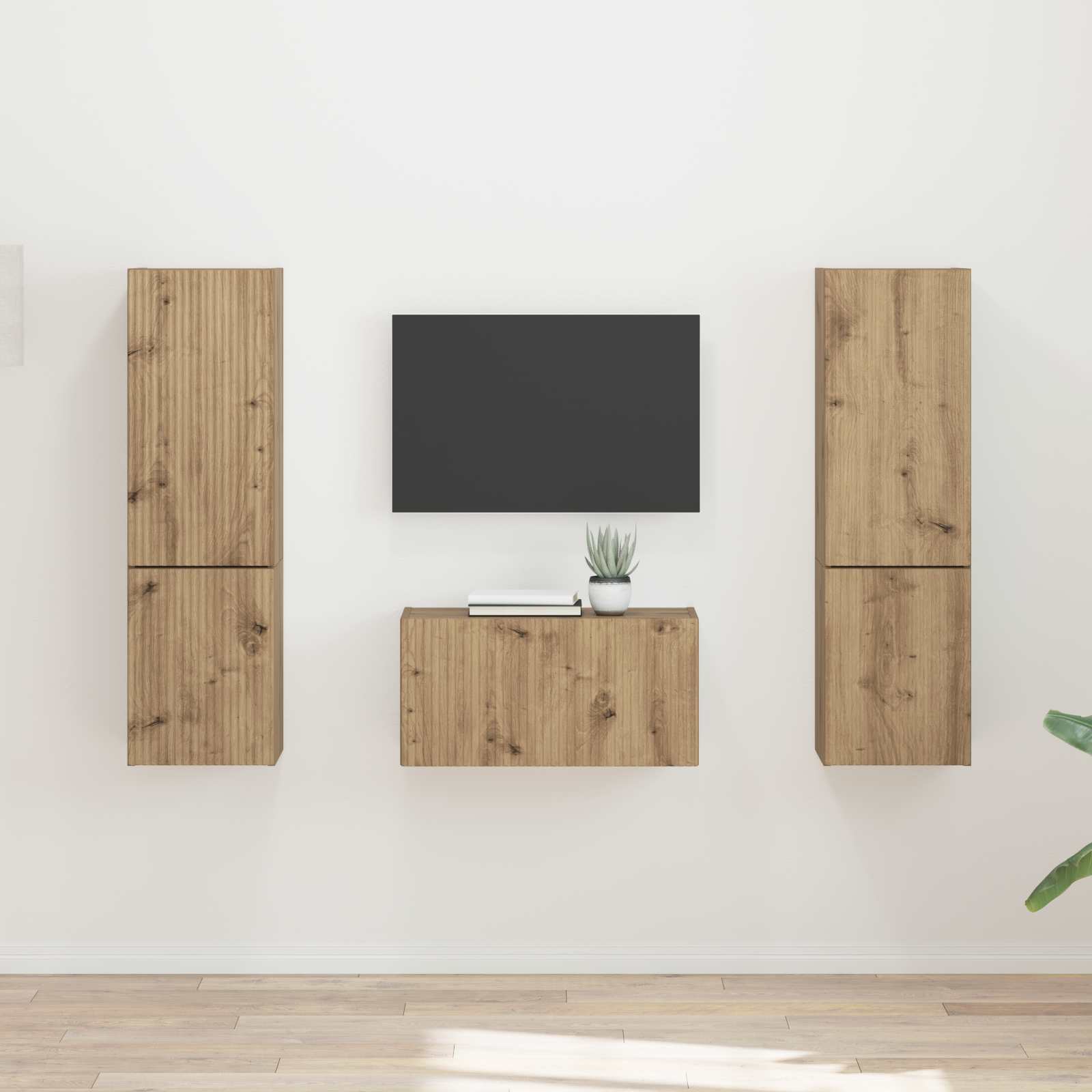 Conjunto De Mueble De Tv 5 Pcs Gris Concreto