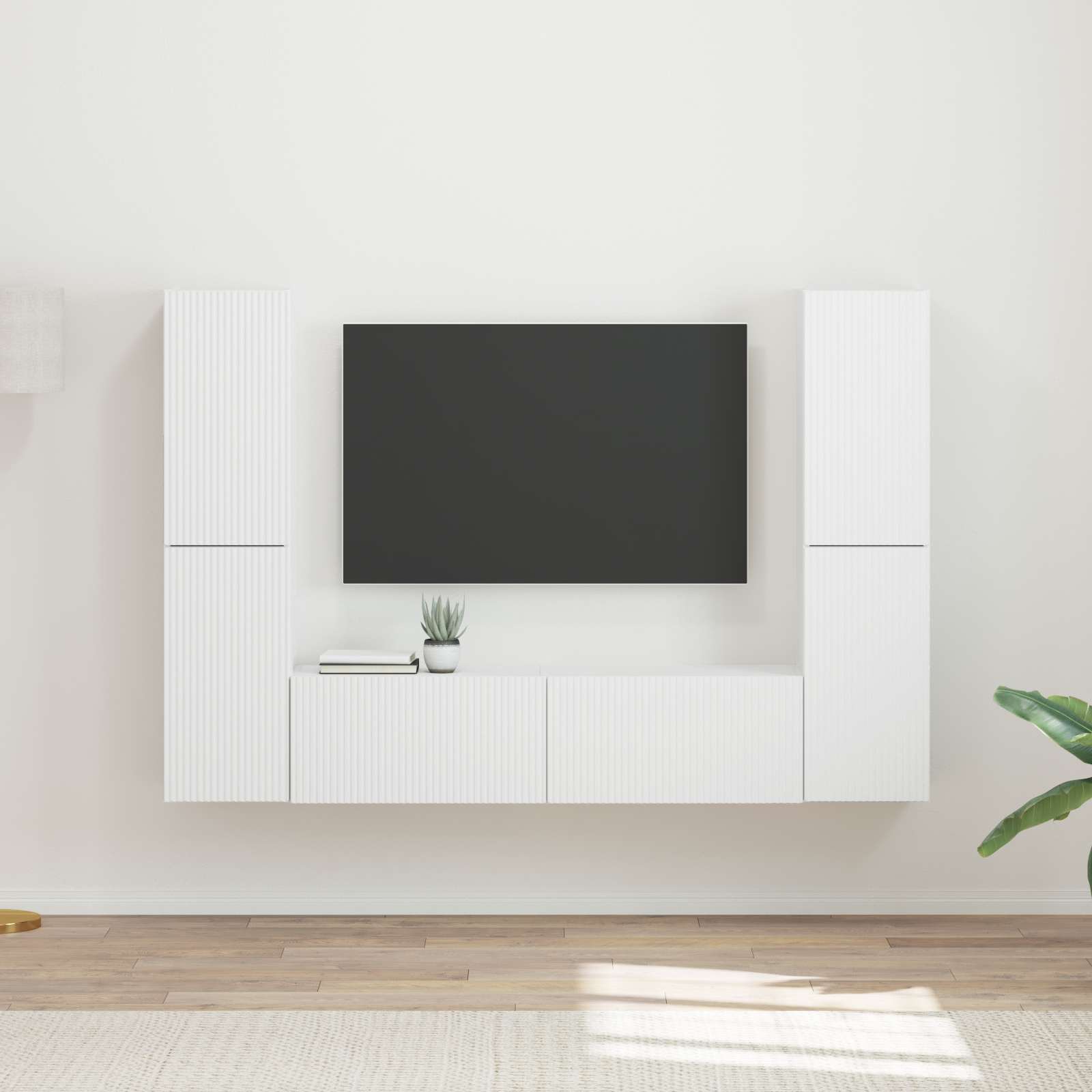 Conjunto De Mueble De Tv 6 Pcs Madera De Ingeniería