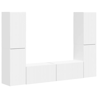 Conjunto De Mueble De Tv 6 Pcs Madera De Ingeniería