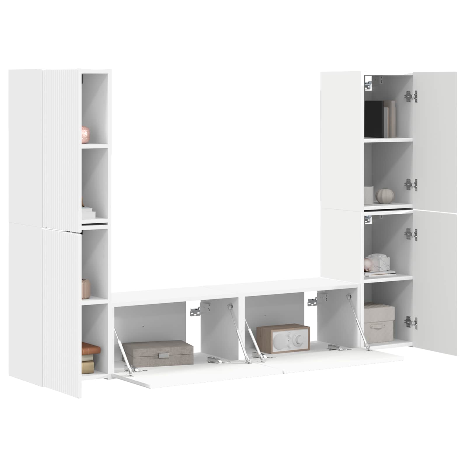 Conjunto De Mueble De Tv 6 Pcs Madera De Ingeniería