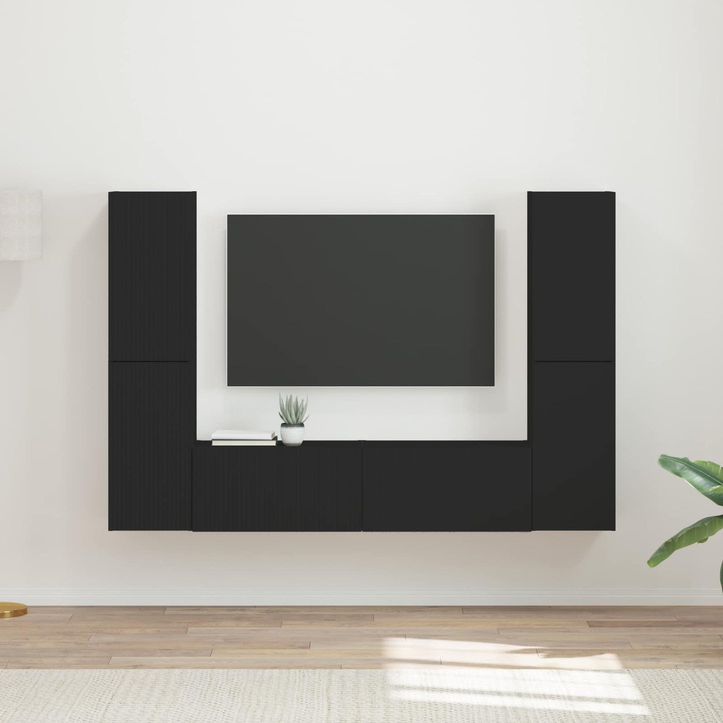 Conjunto De Mueble De Tv 6 Pcs Madera De Ingeniería