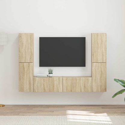 Conjunto De Mueble De Tv 6 Pcs Madera De Ingeniería
