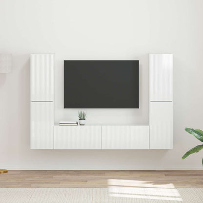 Conjunto De Mueble De Tv 6 Pcs Madera De Ingeniería
