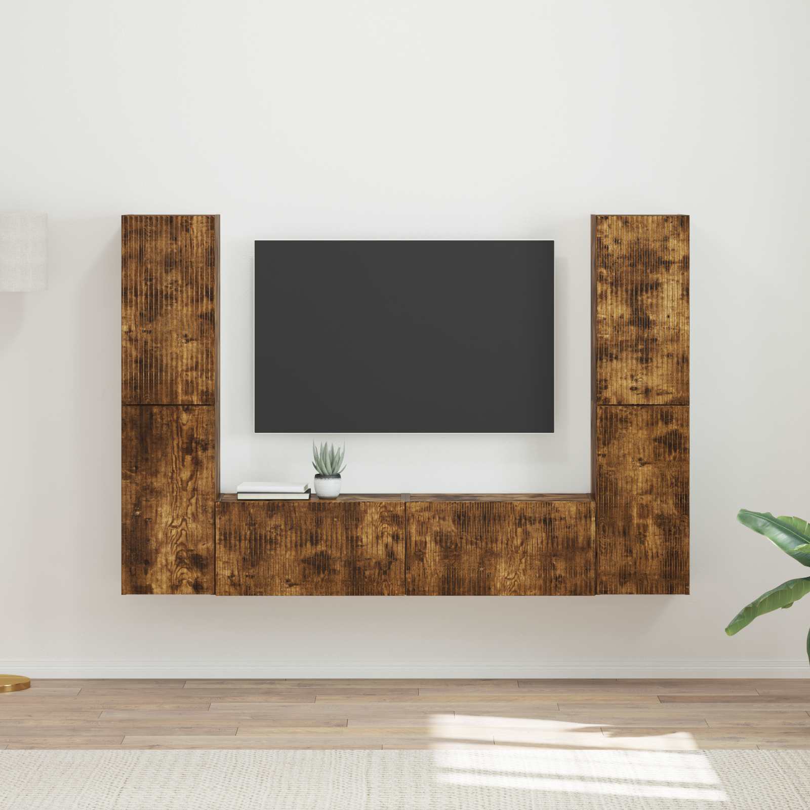 Conjunto De Mueble De Tv 6 Pcs Madera De Ingeniería