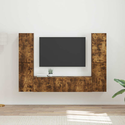 Conjunto De Mueble De Tv 6 Pcs Madera De Ingeniería