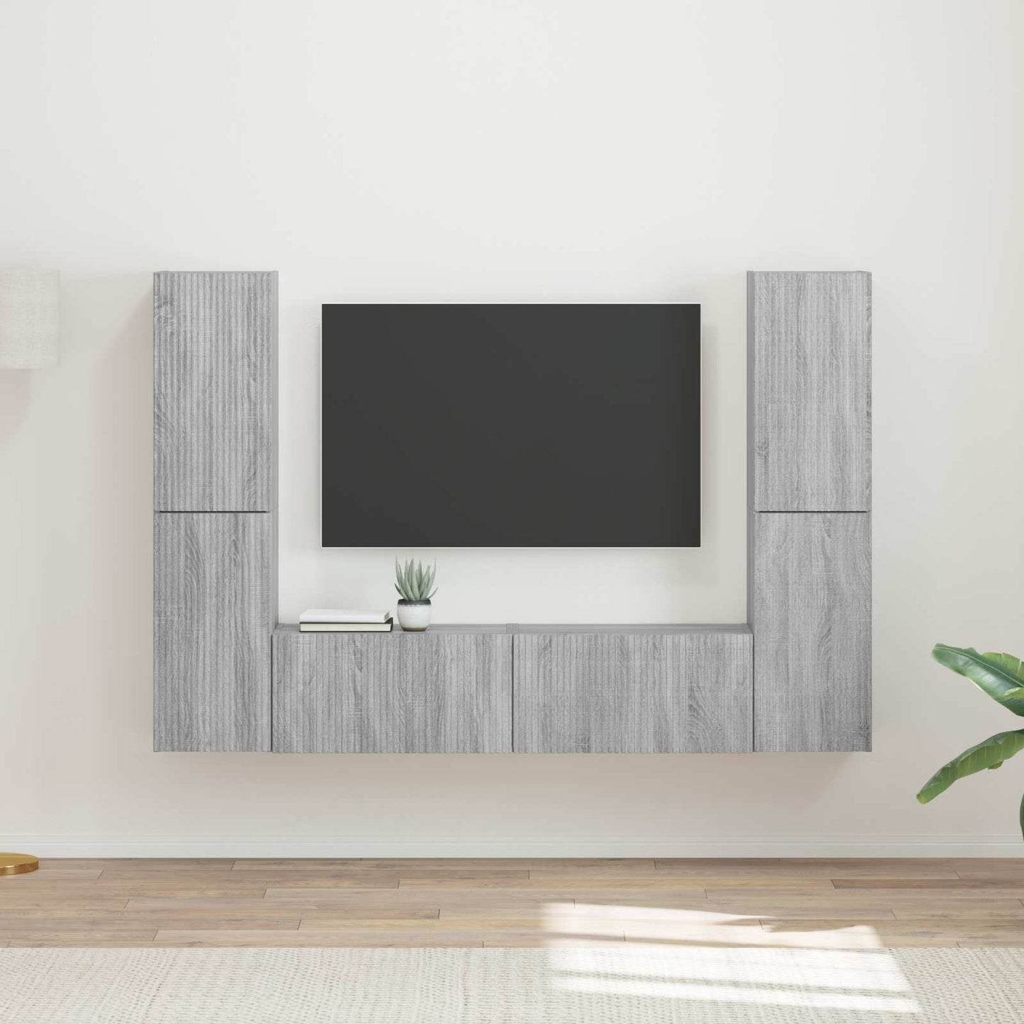 Conjunto De Mueble De Tv 6 Pcs Madera De Ingeniería