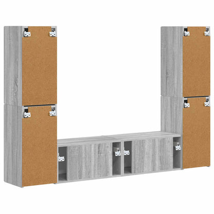 Conjunto De Mueble De Tv 6 Pcs Madera De Ingeniería