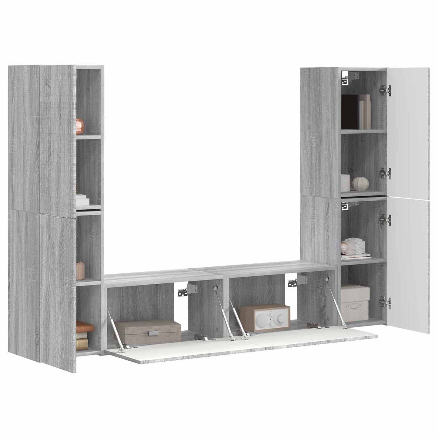 Conjunto De Mueble De Tv 6 Pcs Madera De Ingeniería