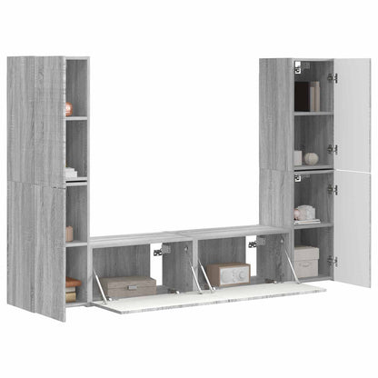 Conjunto De Mueble De Tv 6 Pcs Madera De Ingeniería