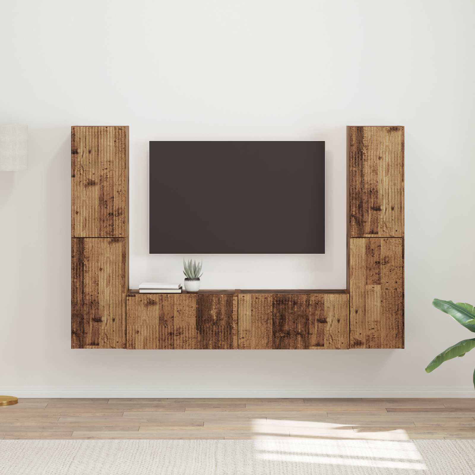 Conjunto De Mueble De Tv 6 Pcs Madera De Ingeniería