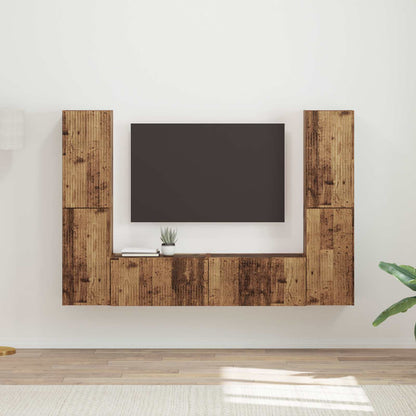 Conjunto De Mueble De Tv 6 Pcs Madera De Ingeniería