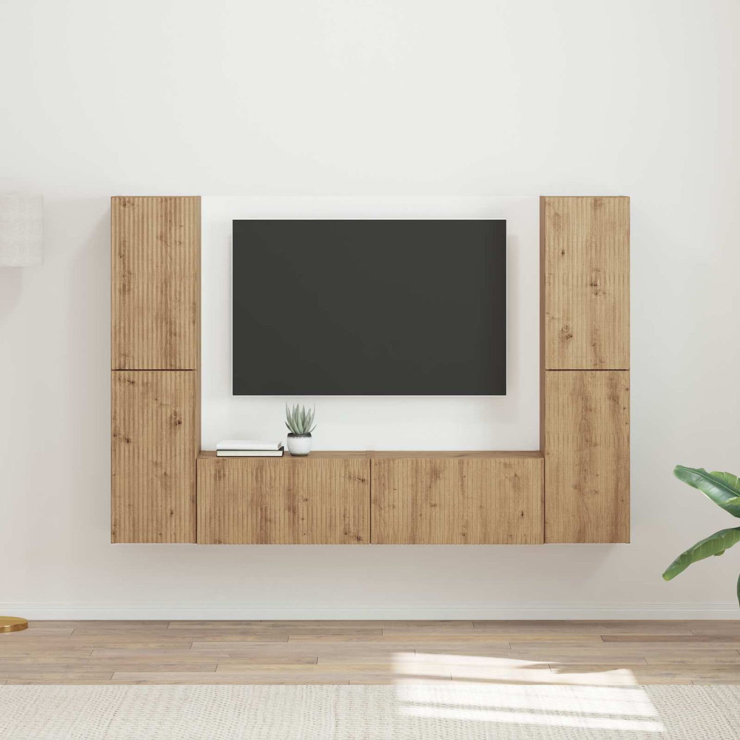 Conjunto De Mueble De Tv 6 Pcs Madera De Ingeniería