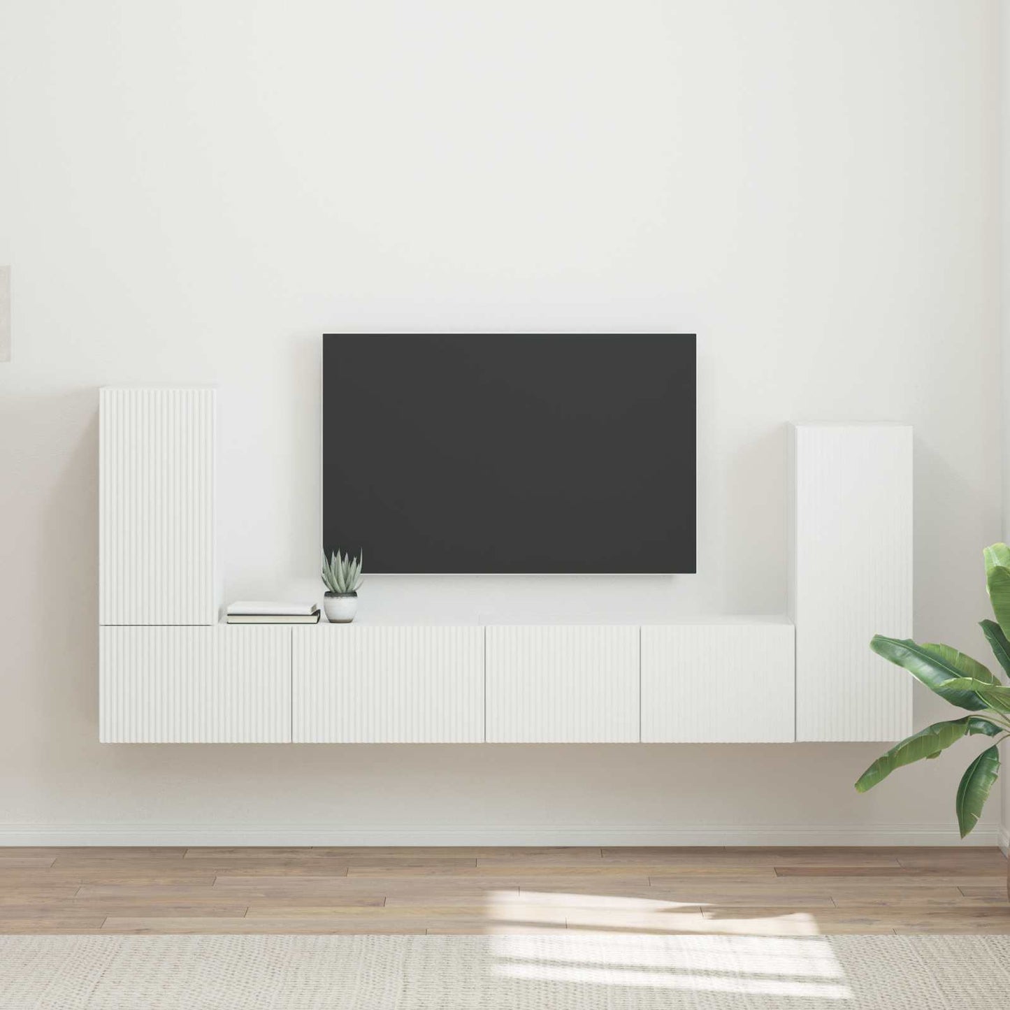 Conjunto De Mueble De Tv 4 Pcs Madera De Ingeniería