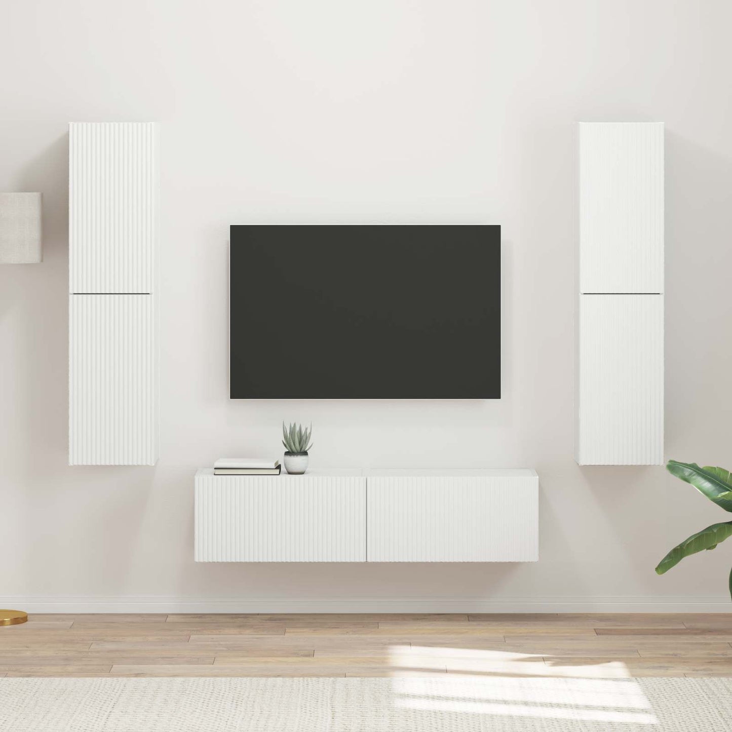 Conjunto De Mueble De Tv 6 Pcs Madera De Ingeniería