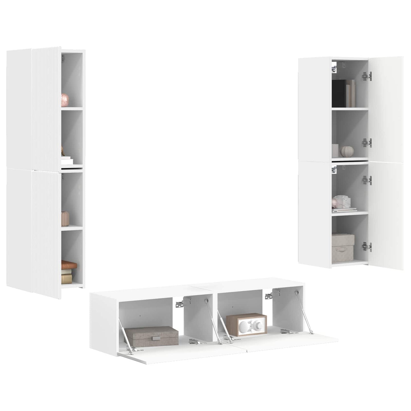 Conjunto De Mueble De Tv 6 Pcs Madera De Ingeniería
