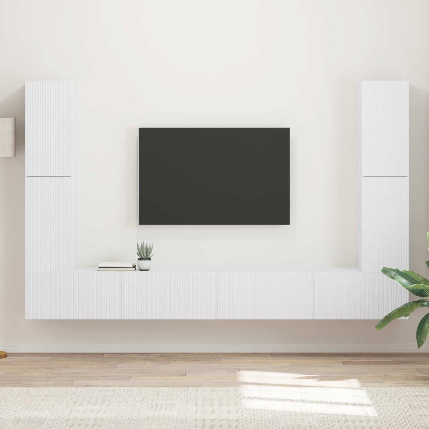 Conjunto De Mueble De Tv 8 Pcs Madera De Ingeniería
