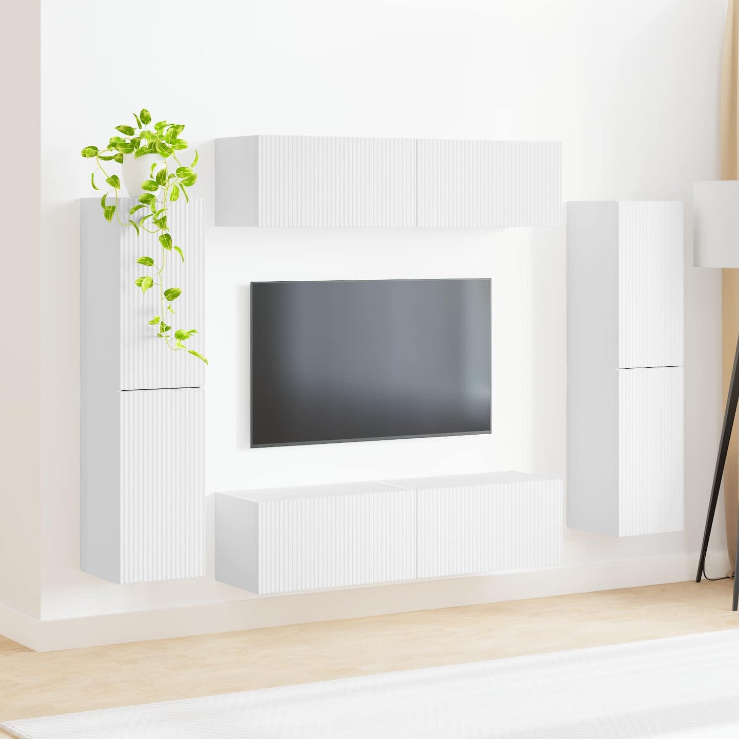 Conjunto De Mueble De Tv 8 Pcs Madera De Ingeniería