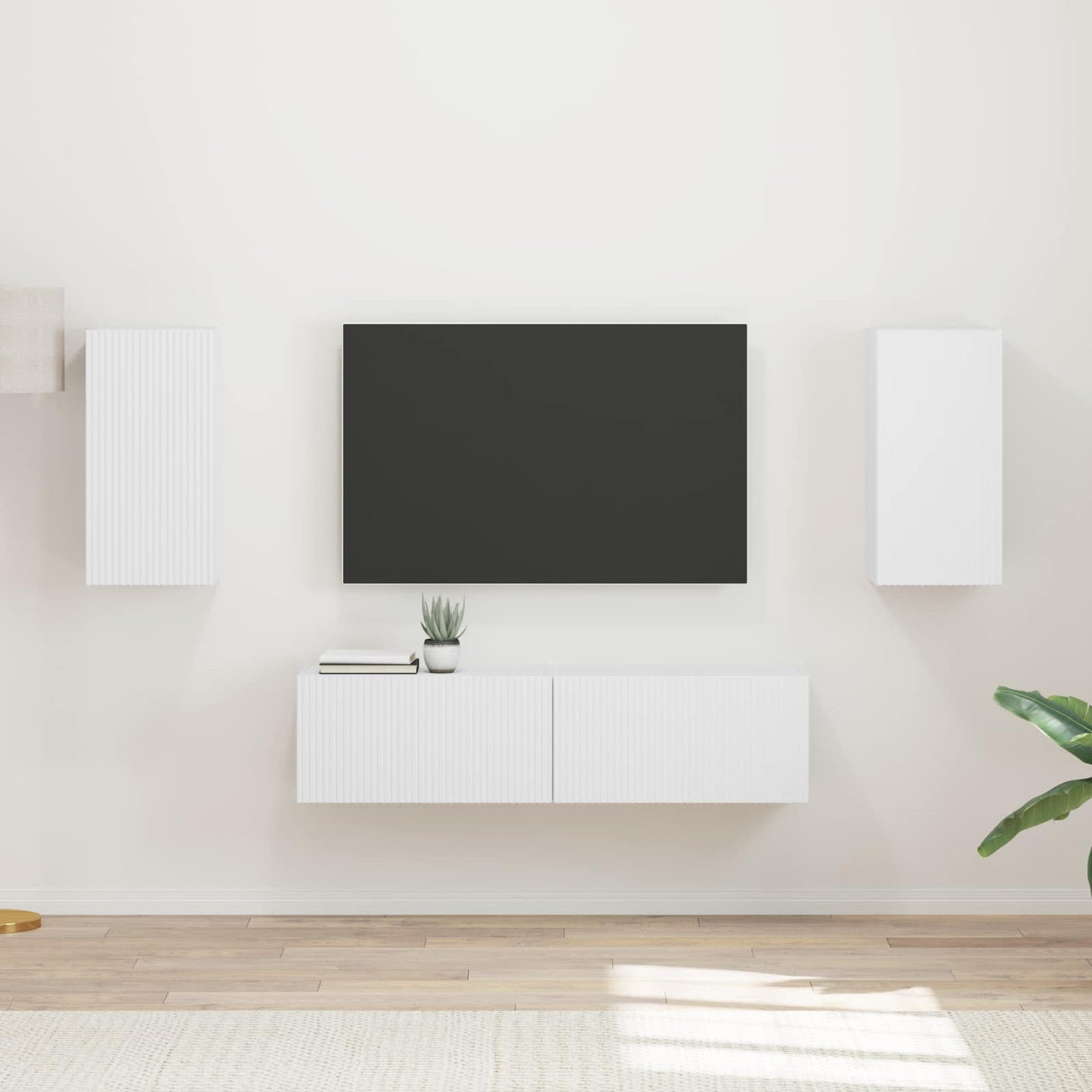 Conjunto De Mueble De Tv 4 Pcs Madera De Ingeniería